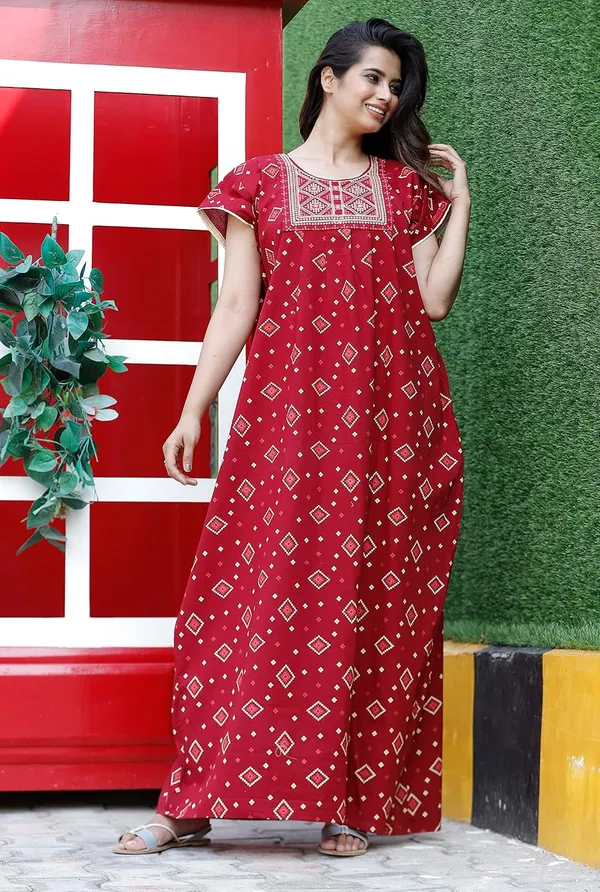 Mik_&_Misha_Womens_Cotton_Block_Print_Maxi_Nighty