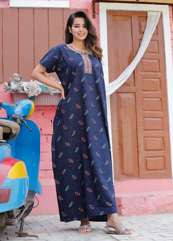 Mik_&_Misha_Womens_Cotton_Block_Print_Maxi_Nighty