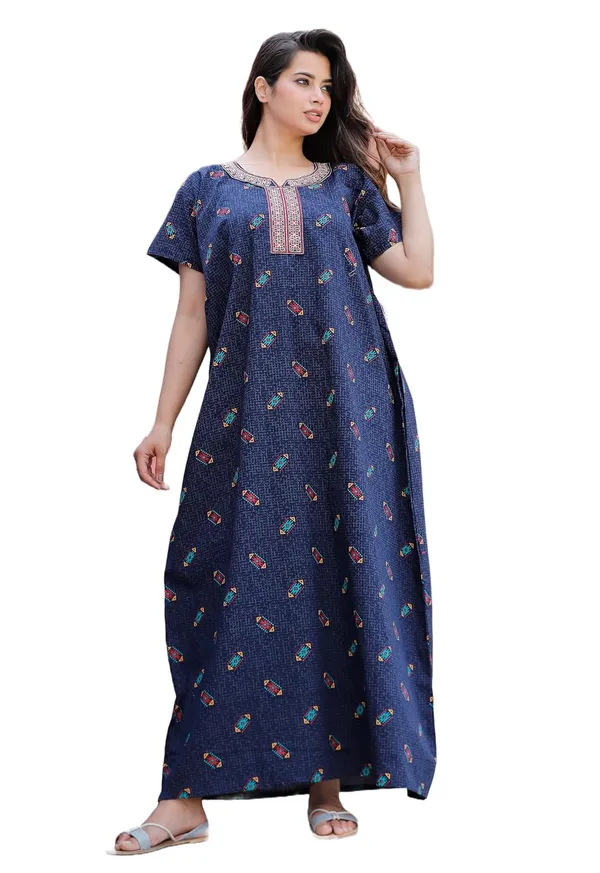 Mik_&_Misha_Womens_Cotton_Block_Print_Maxi_Nighty