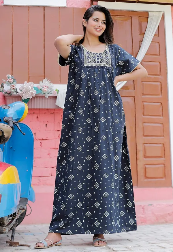 Mik_&_Misha_Womens_Cotton_Block_Print_Nighty
