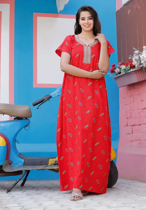 Mik_&_Misha_Womens_Cotton_Block_Print_Maxi_Nighty
