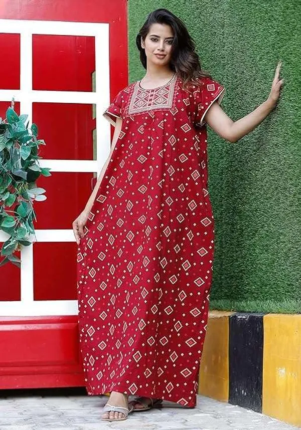 Mik_&_Misha_Cotton_Block_Print_Maxi_Nighty