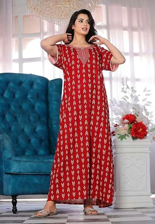 Mik_&_Misha_Cotton_Block_Print_Maxi_Nighty
