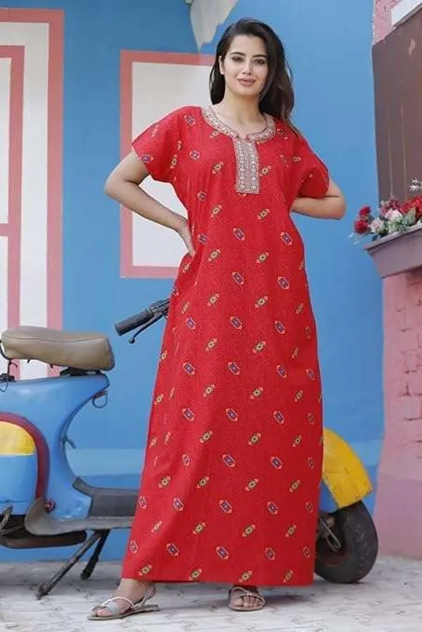 Mik_&_Misha_Cotton_Block_Print_Maxi_Nighty