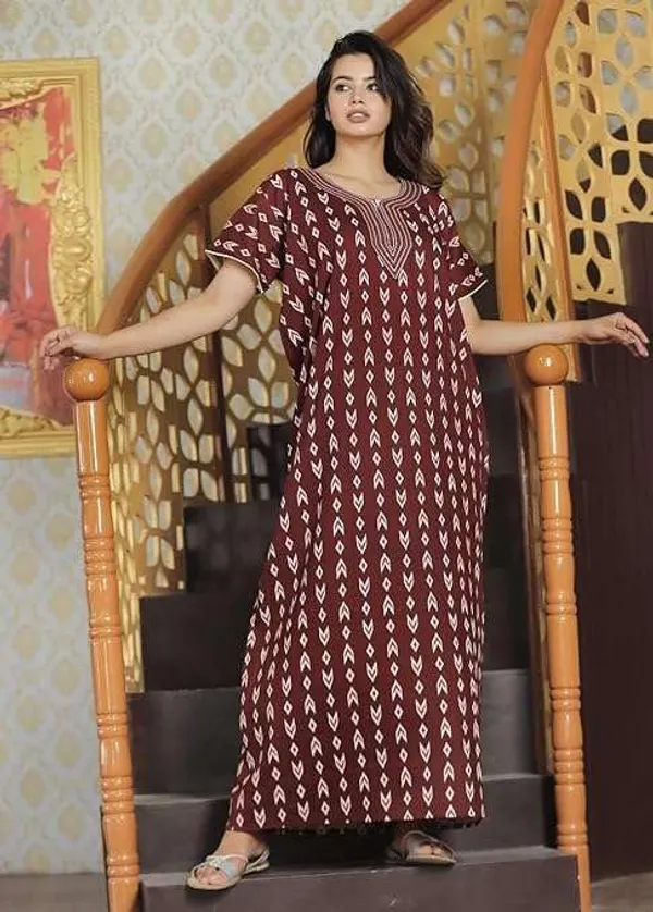 Mik_&_Misha_Womens_Cotton_Block_Print_Maxi_Nightgown