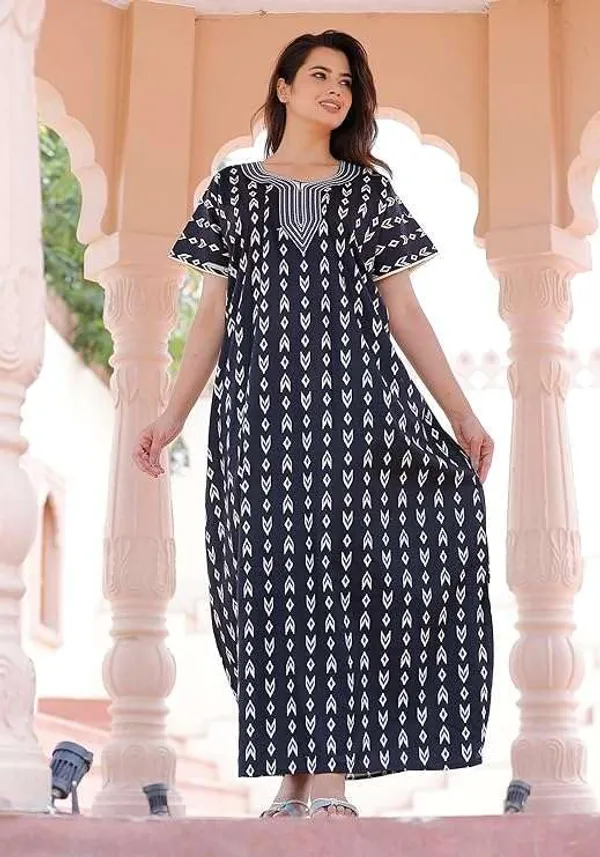 Mik_&_Misha_Womens_Cotton_Block_Print_Maxi_Nightgown