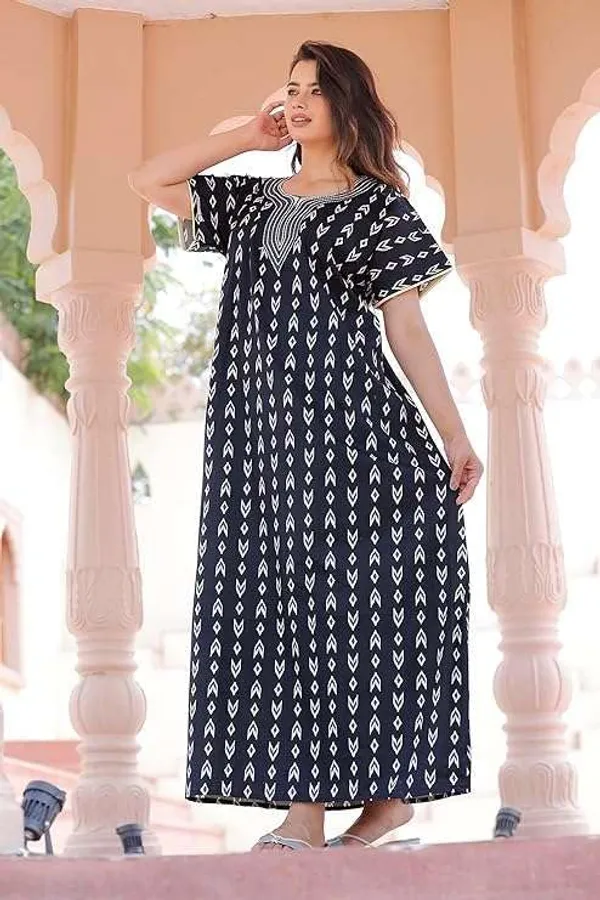 Mik_&_Misha_Womens_Cotton_Block_Print_Maxi_Nightgown