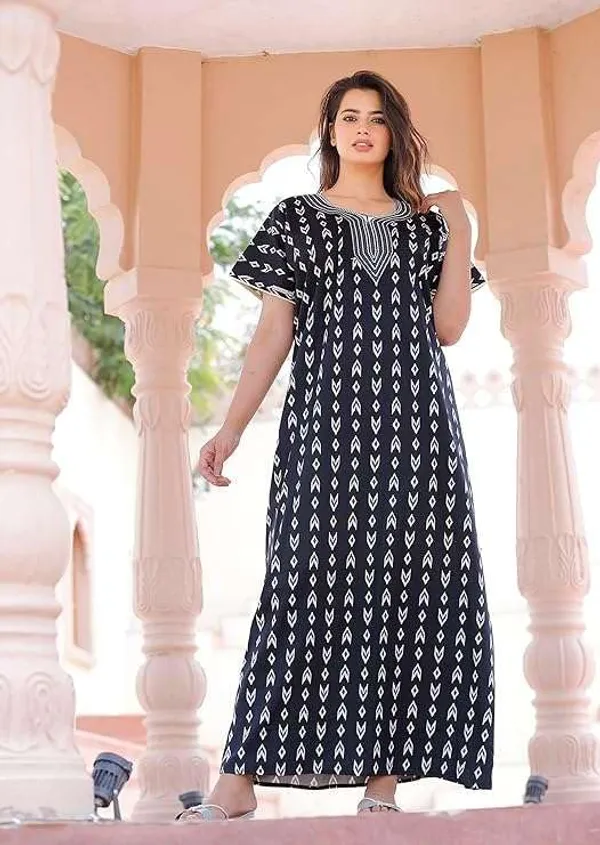 Mik_&_Misha_Womens_Cotton_Block_Print_Maxi_Nightgown