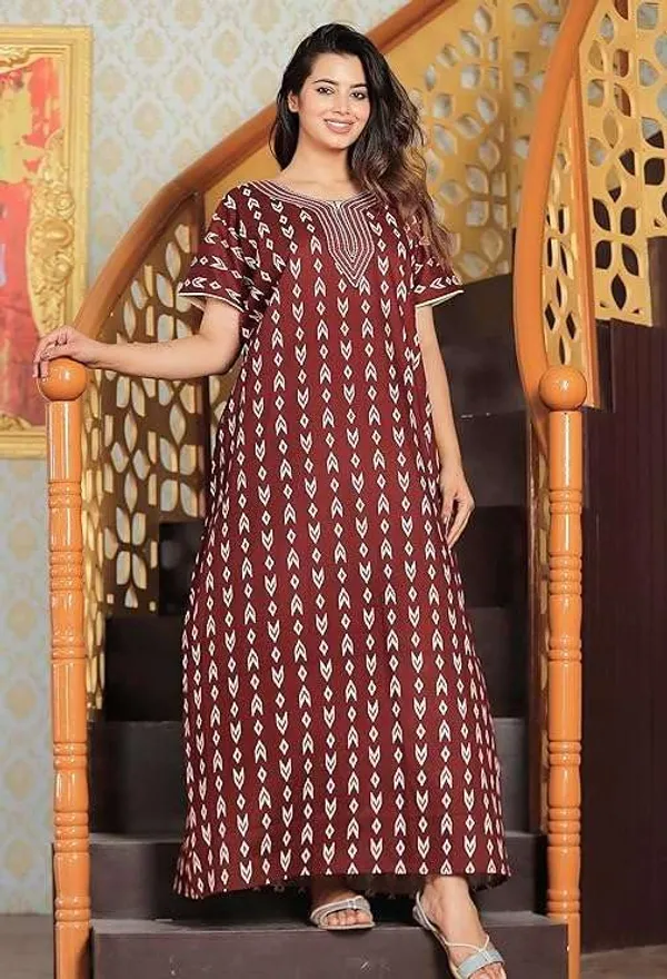 Mik_&_Misha_Cotton_Block_Printed_Maxi_Nighty