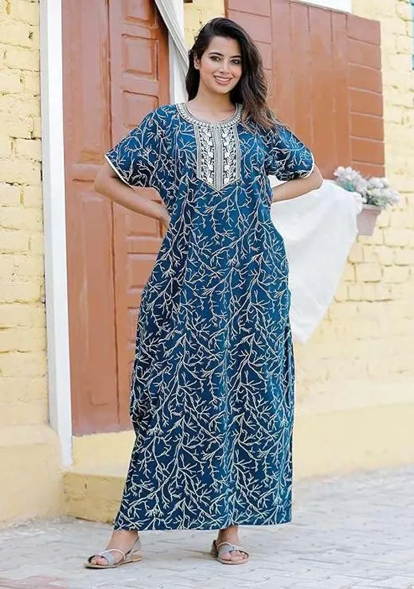 Mik_&_Misha_Cotton_Block_Printed_Maxi_Nighty