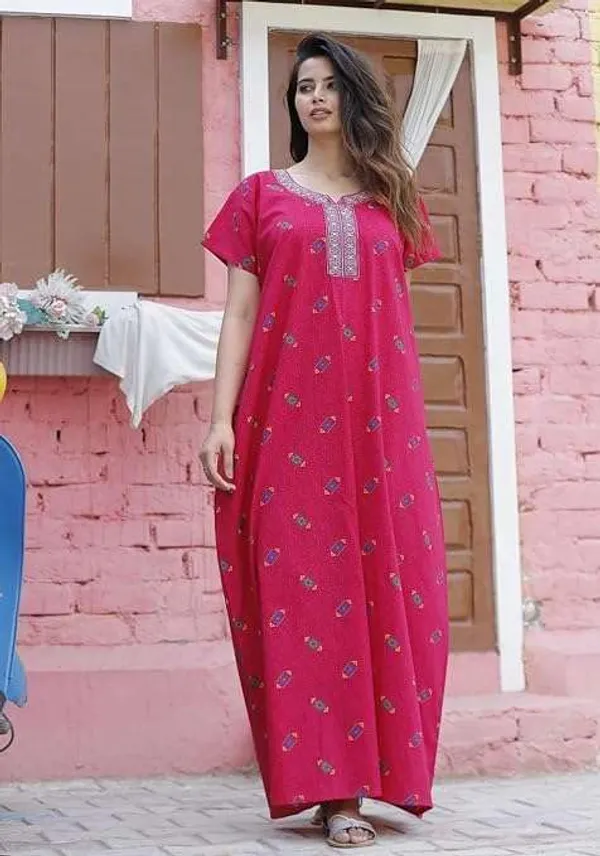 Mik_&_Misha_Womens_Cotton_Block_Print_Maxi_Nighty