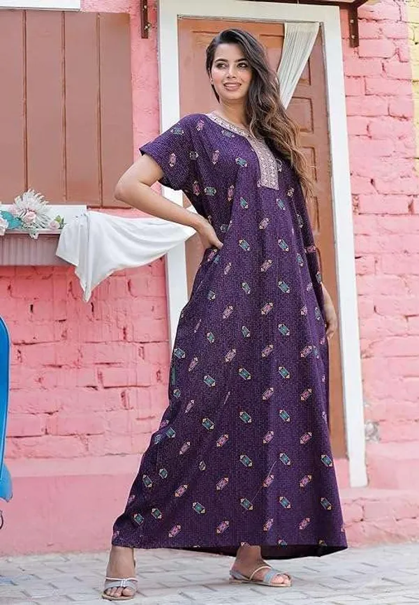 Mik_&_Misha_Cotton_Block_Printed_Maxi_Nighty