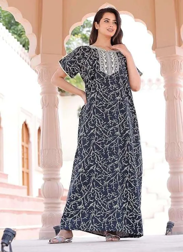 Mik_&_Misha_Cotton_Block_Printed_Maxi_Nighty