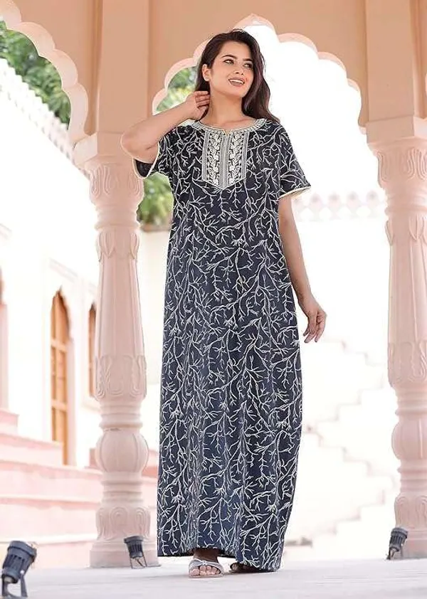 Mik_&_Misha_Cotton_Block_Printed_Maxi_Nighty