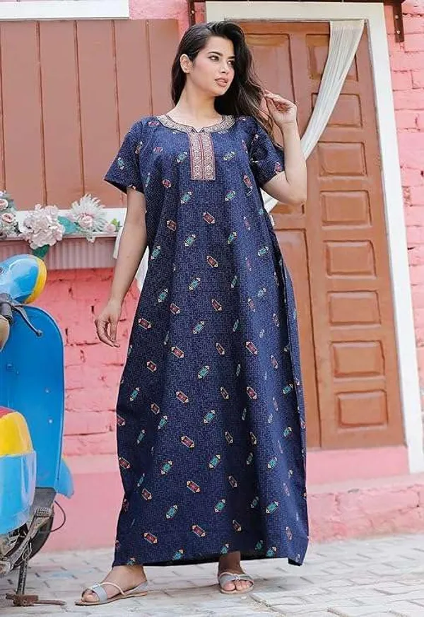 Mik_&_Misha_Cotton_Block_Printed_Maxi_Nighty