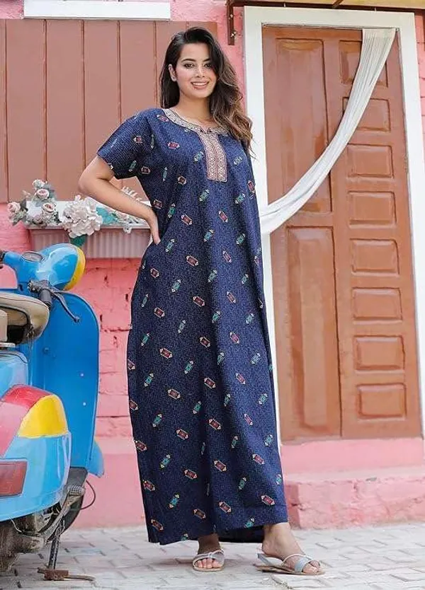 Mik_&_Misha_Cotton_Block_Printed_Maxi_Nighty