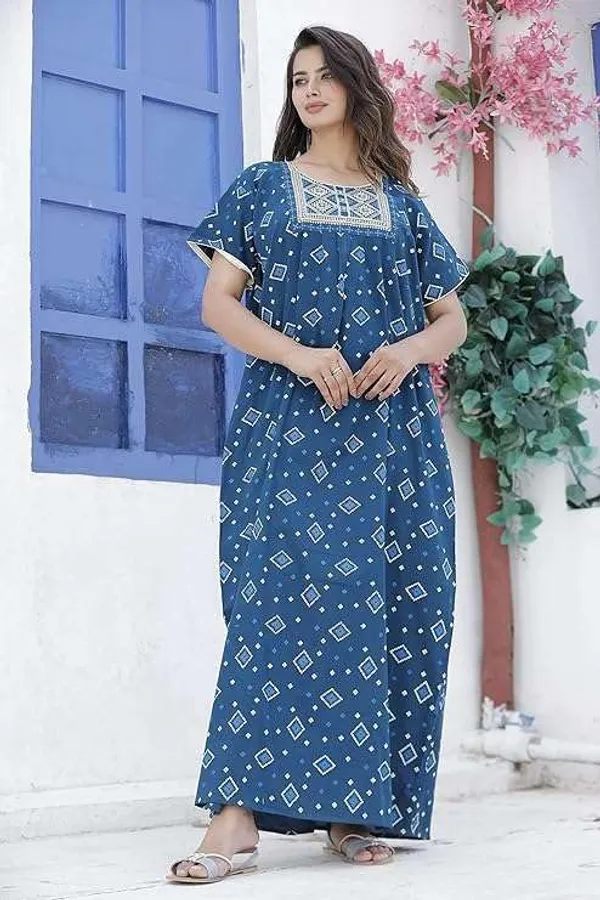 Mik_&_Misha_Cotton_Block_Printed_Maxi_Nighty