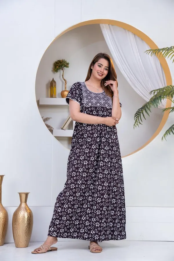Mik_&_Misha_Women_Cotton_Block_Print_Nighty_Maxi