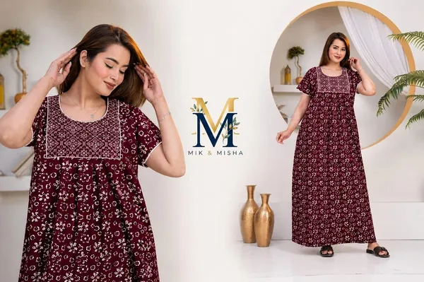 Mik_&_Misha_Women_Cotton_Block_Print_Nighty_Maxi
