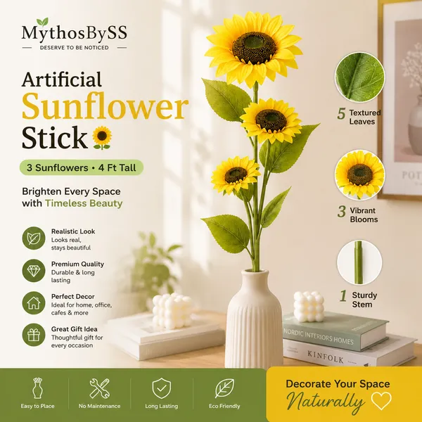 4_Ft_Artificial_Sunflower_Flower_Stick_|_3_Bloom_Decorative_Faux_Flower_Stem_for_Home,_Living_Room,_Office_&_Indoor_Decoration