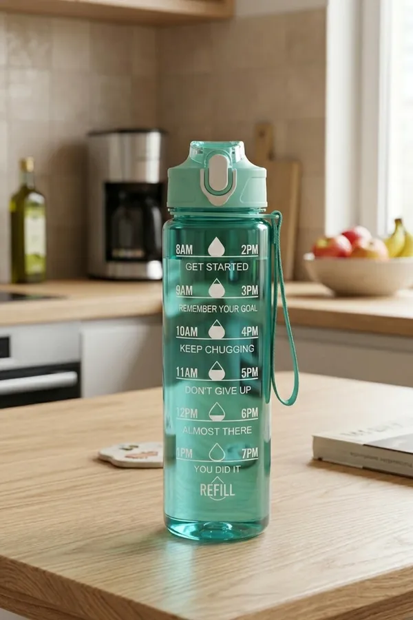 Green_Plastic_Motivational_Time_Marker_Water_Bottle_1L_-_Pack_of_2