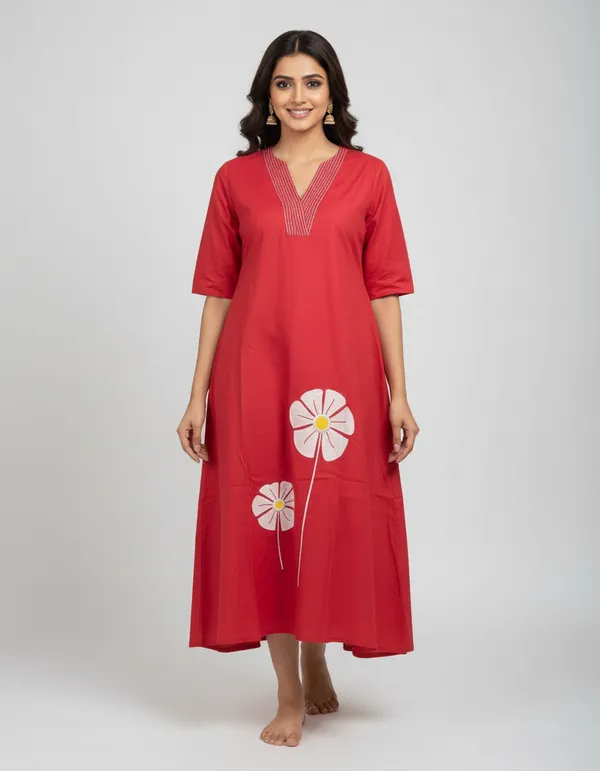 Red_Cotton_Floral_Embroidered_Co-ords_Set_For_Women