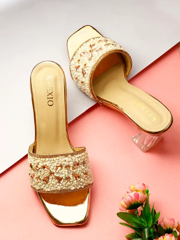 Gold_And_White_Embellished_Block_Heel_Slip-On_Sandals_For_Women