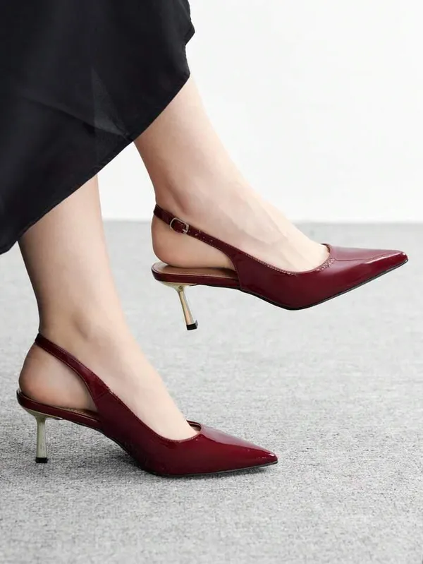 Maroon_Patent_Leather_Pointed_Toe_Slingback_Heels_For_Women