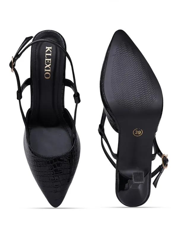 Black_Croc_Textured_Pointed_Toe_Slingback_Heels_For_Women