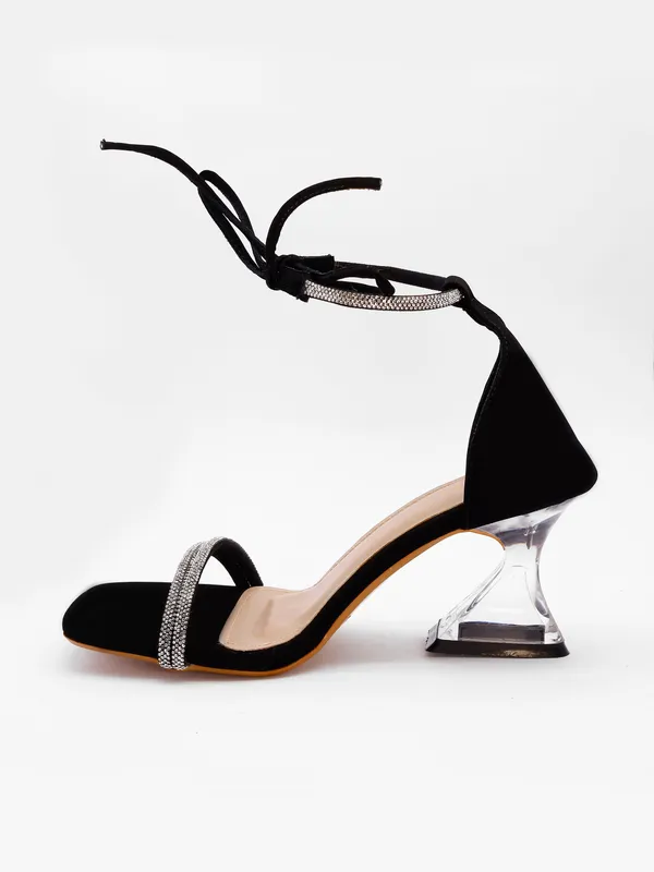 Black_Suede_Diamante_Strap_Lace-Up_Block_Heel_Sandals_For_Women