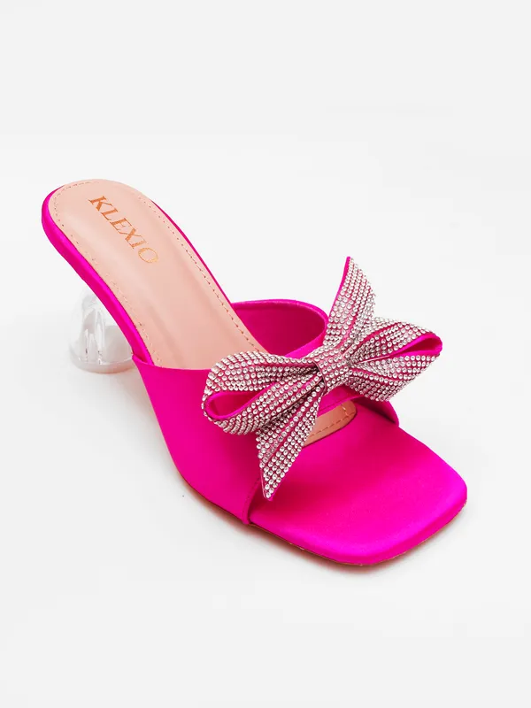 Pink_Satin_Diamante_Bow_Block_Heel_Sandal_For_Women