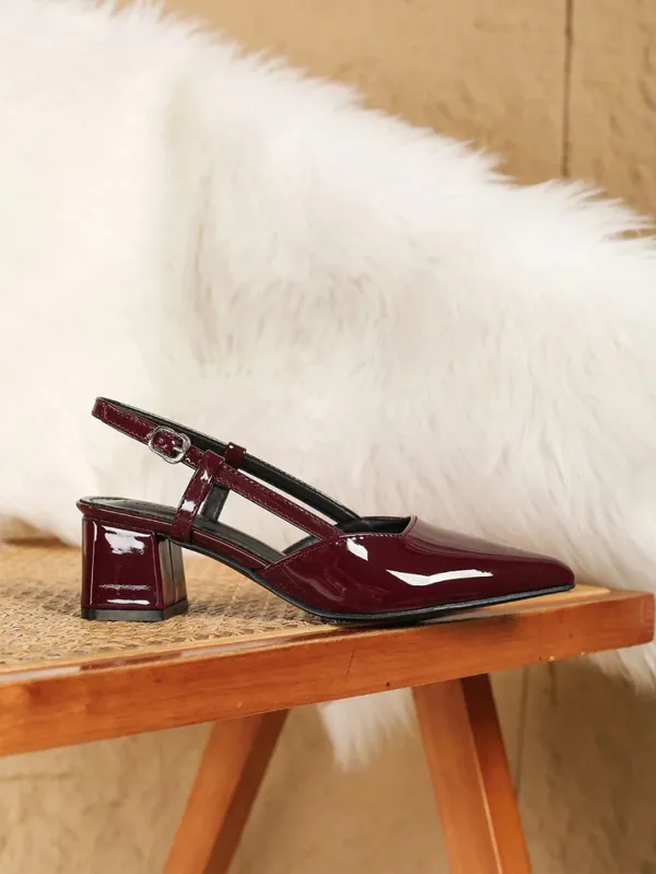 Maroon_Patent_Pointed_Toe_Slingback_Block_Heels_For_Women