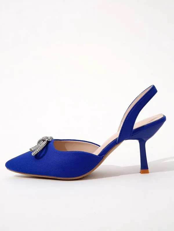 Blue_Fabric_Diamante_Bow_Slingback_Heels_For_Women