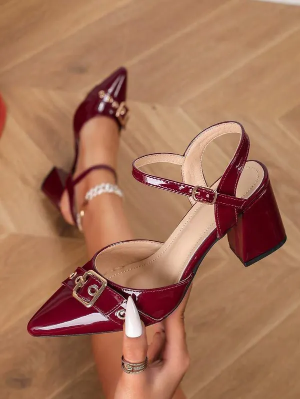 Maroon_Patent_Leather_Block_Heel_Slingback_Sandals_For_Women