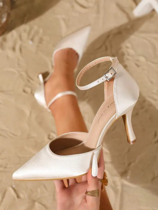Cream_Satin_Pointed_Toe_Ankle_Strap_Stiletto_Heels_For_Women