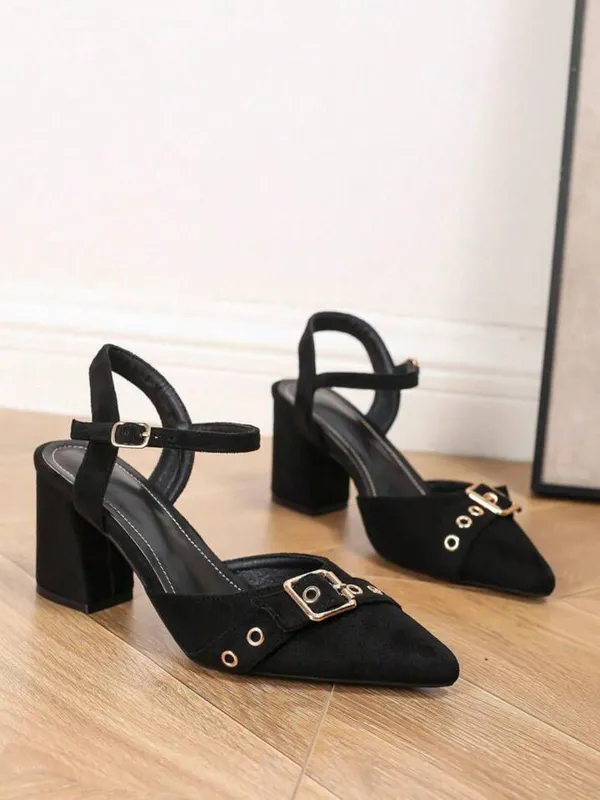 Black_Suede_Block_Heel_Pointed_Toe_Sandals_For_Women