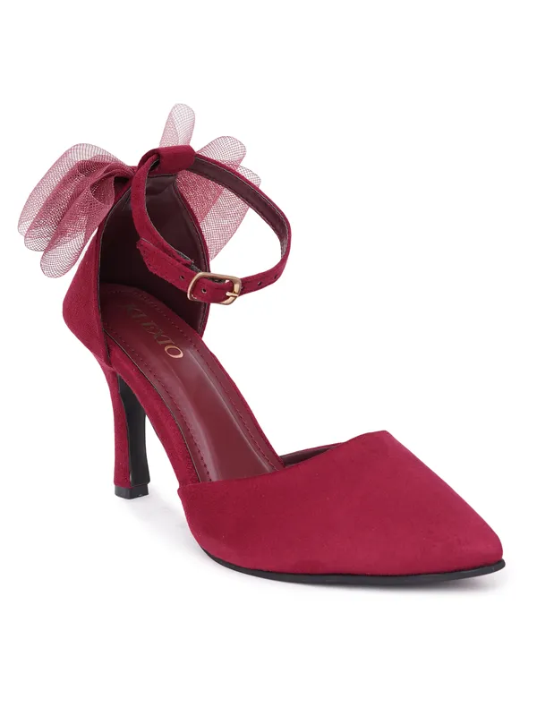 Maroon_Suede_Bow_Ankle_Strap_Heels_For_Women