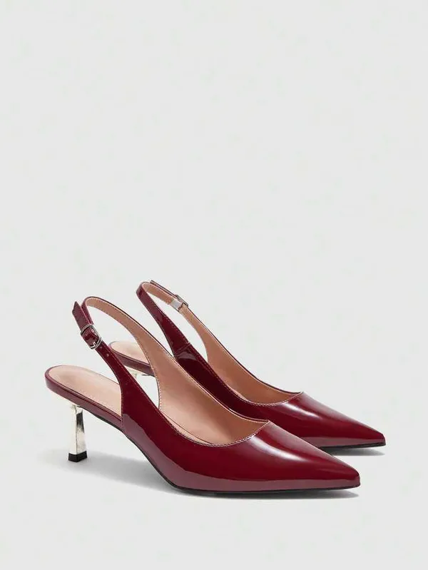 Maroon_Patent_Leather_Pointed_Toe_Slingback_Heels_For_Women
