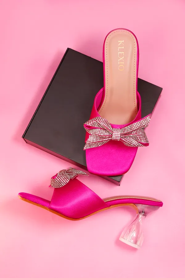 Pink_Satin_Diamante_Bow_Block_Heel_Sandal_For_Women