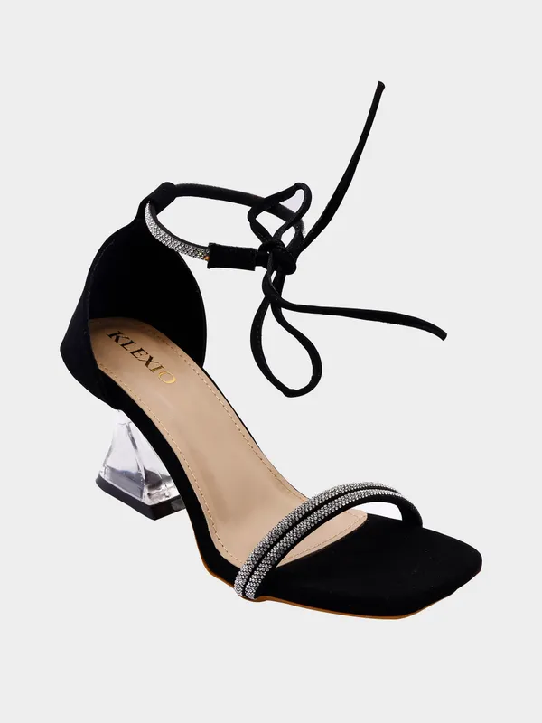Black_Suede_Diamante_Strap_Lace-Up_Block_Heel_Sandals_For_Women
