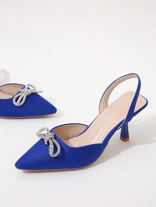 Blue_Fabric_Diamante_Bow_Slingback_Heels_For_Women