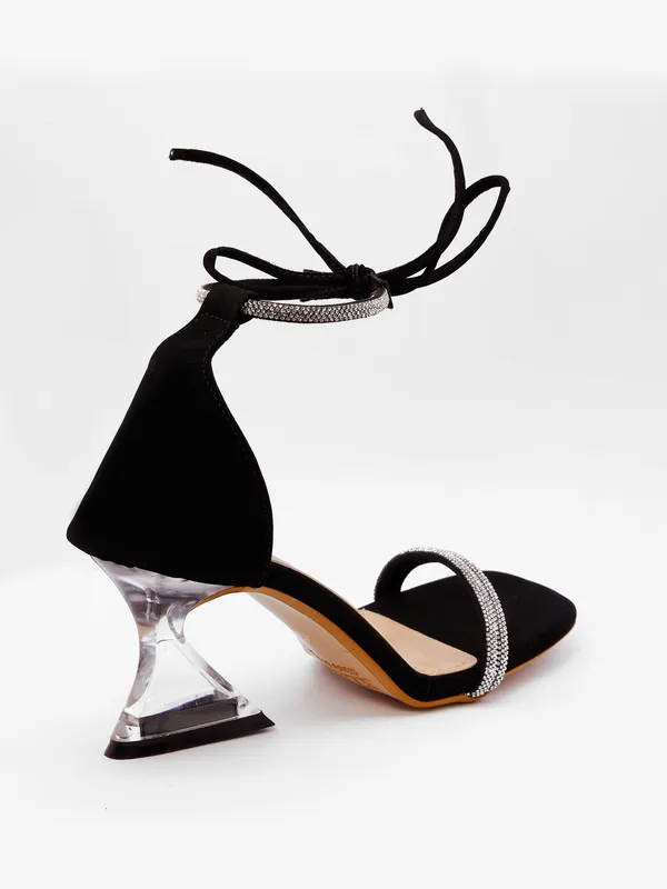Black_Suede_Diamante_Strap_Lace-Up_Block_Heel_Sandals_For_Women