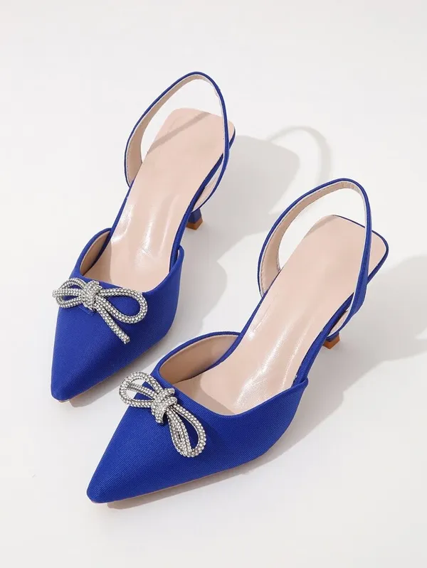 Blue_Fabric_Diamante_Bow_Slingback_Heels_For_Women