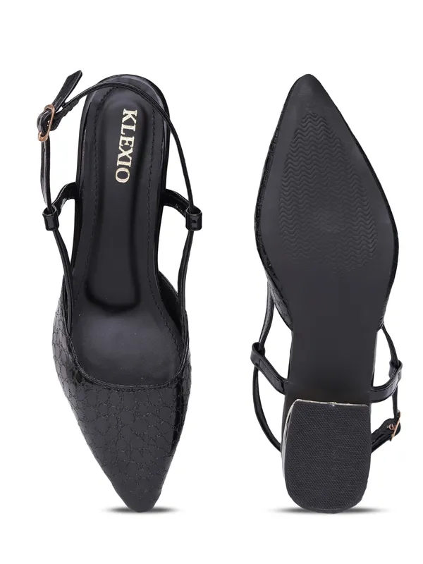 Black_Textured_Patent_Slingback_Block_Heel_Sandals_For_Women