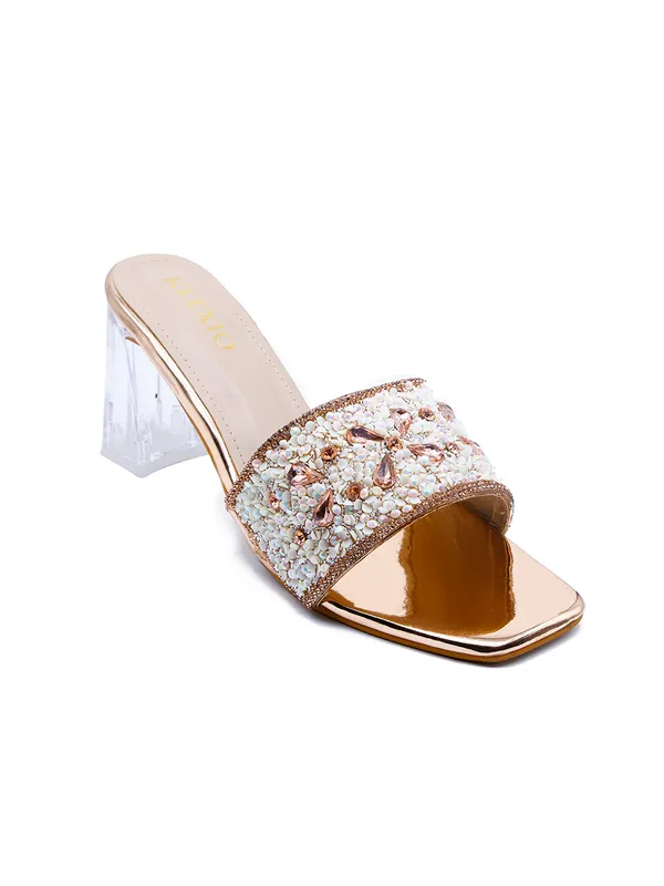 Gold_And_White_Embellished_Block_Heel_Slip-On_Sandals_For_Women
