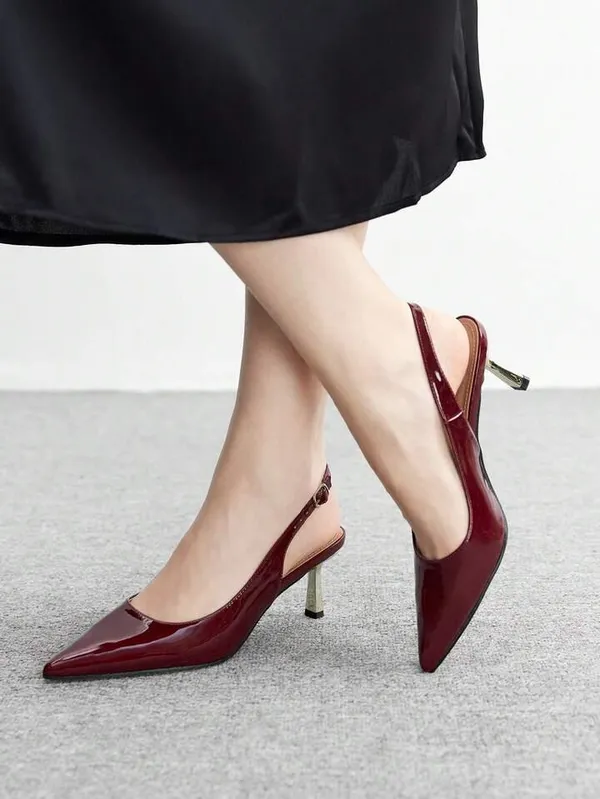 Maroon_Patent_Leather_Pointed_Toe_Slingback_Heels_For_Women