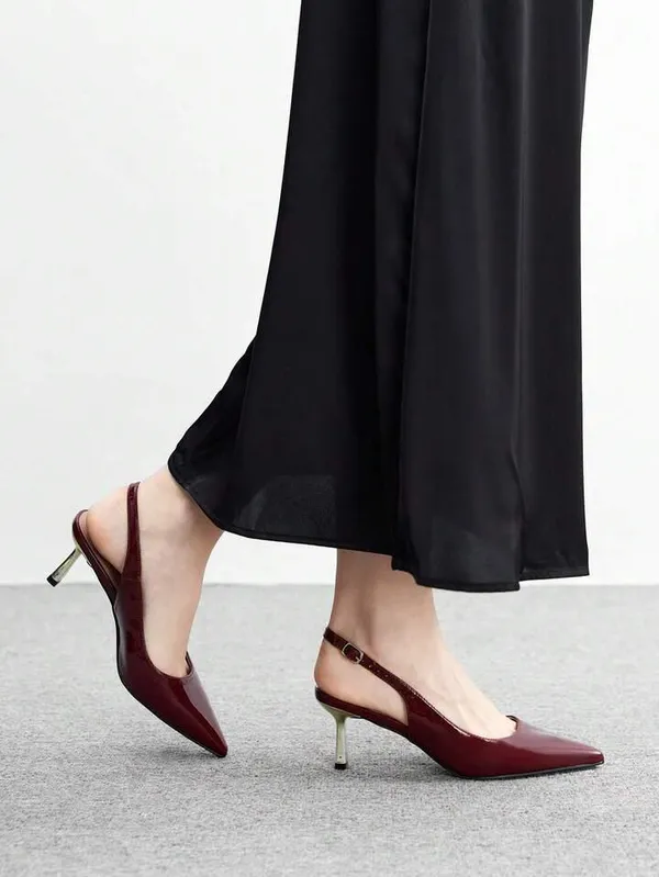 Maroon_Patent_Leather_Pointed_Toe_Slingback_Heels_For_Women