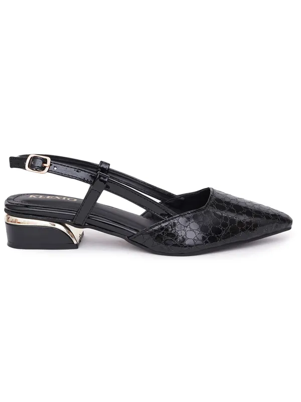 Black_Textured_Patent_Slingback_Block_Heel_Sandals_For_Women