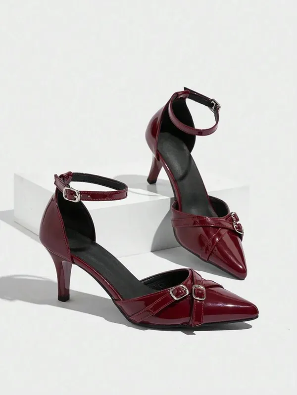 Maroon_Patent_Ankle_Strap_Pointed_Toe_Heels_For_Women