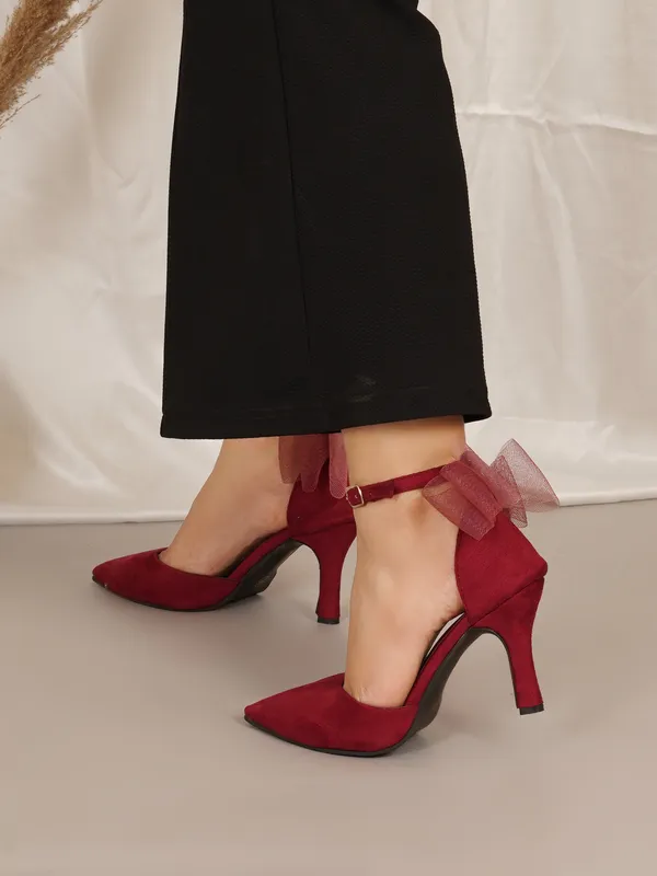 Maroon_Suede_Bow_Ankle_Strap_Heels_For_Women